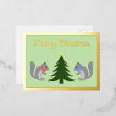 クリスマスツリー飾のリスカスタムズ 箔シーズンポストカード (正面/裏面)