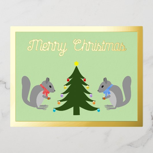 クリスマスツリー飾のリスカスタムズ 箔シーズンポストカード (正面)