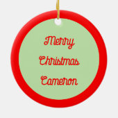 クリスマスツリー飾のリス名前をカスタムする セラミックオーナメント (裏面)