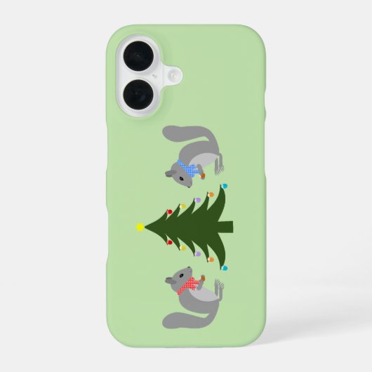 クリスマスツリー飾のリス iPhone 16ケース (裏面)