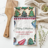 クリスマスツリー飾クッキーパーソナライズされた キッチンタオル