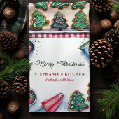 クリスマスツリー飾クッキーパーソナライズされた キッチンタオル