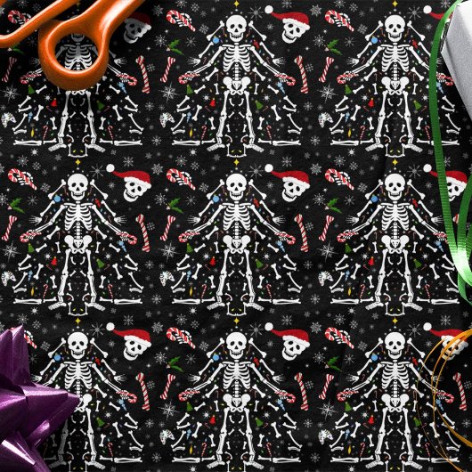 クリスマスツリー骸骨パターン 薄葉紙