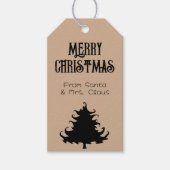 クリスマスツリー黒い素朴メリークリスマス ギフトタグ (正面)
