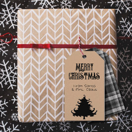 クリスマスツリー黒い素朴メリークリスマス ギフトタグ