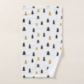 クリスマスツリー黒い金ゴールドパターンタオル バスタオルセット (ハンドタオル)