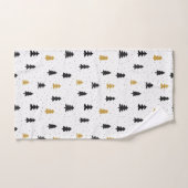 クリスマスツリー黒い金ゴールドパターンタオル バスタオルセット (ハンドタオル)