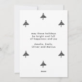 クリスマスツリー黒と白メリーの家族の写真ホー シーズンカード (裏面)