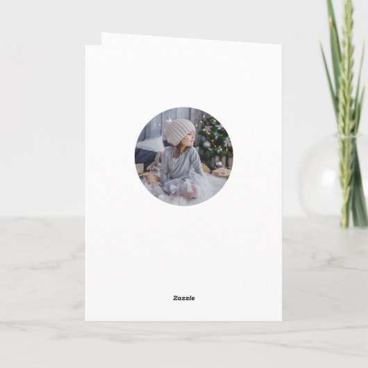 クリスマスツリー黒と白メリーの家族写真 シーズンカード (裏面)