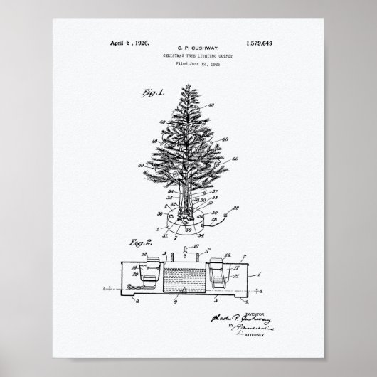 クリスマスツリー1925パテントアートホワイト紙 ポスター (正面)