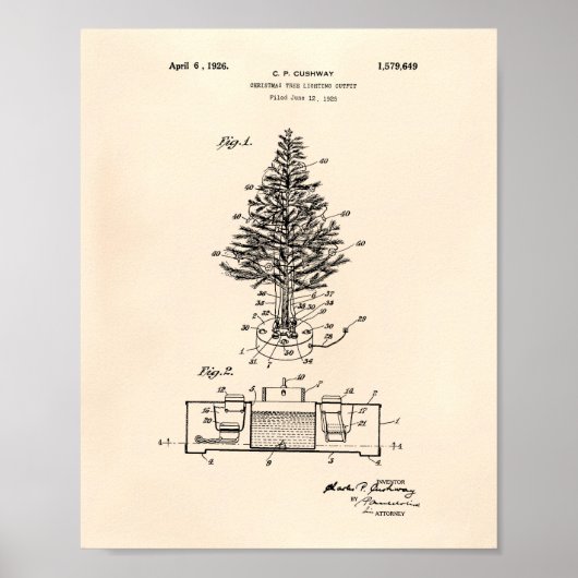 クリスマスツリー1925年パテントアートオールドピーパー ポスター (正面)