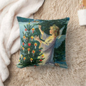 クリスマスツリー2を飾る天使 クッション (ブランケット)