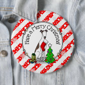 クリスマスツリー2グレイハウンド(ブリンドルホワイト)犬のおもしろい 缶バッジ (インサイチュ)