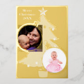 クリスマスツリー2枚の写真クリスマス20XX 箔シーズンカード (正面)