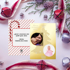 クリスマスツリー2枚の写真クリスマス20XX 箔シーズンカード