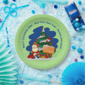 クリスマスツリー20xx付きサンタ追加文字9" ペーパープレート (パーティー)