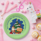 クリスマスツリー20xx付きサンタ追加文字9" ペーパープレート (パーティー)