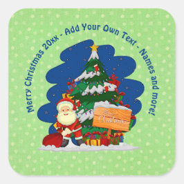 クリスマスツリー20xx付きサンタ追加文字 スクエアシール