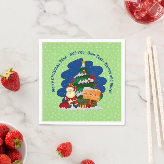 クリスマスツリー20xx付きサンタ追加文字 スタンダードカクテルナプキン (インサイチュ)