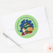 クリスマスツリー20xx付きサンタ追加文字 ラウンドシール (封筒)