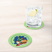 クリスマスツリー20xx付きサンタ追加文字 ラウンドペーパーコースター (インサイチュ)