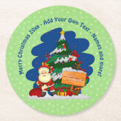 クリスマスツリー20xx付きサンタ追加文字 ラウンドペーパーコースター (正面)