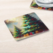 クリスマスツリー2 スクエアペーパーコースター (アングル)