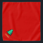 クリスマスツリー8ビットピクセルアートレッドおもしろいクリスマス名 バンダナ<br><div class="desc">パーソナライズする名前の可愛いピクセルアートクリスマスツリー。</div>