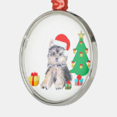 クリスマスツリー、かわいいヨークシャーの子犬とギフト メタルオーナメント (左)