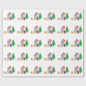 クリスマスツリー、かわいいヨークシャーの子犬とギフト ラッピングペーパー (フラット)