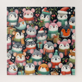 クリスマスツリー かわいい カラフル ヤドリギ ネズミ ジグソーパズル