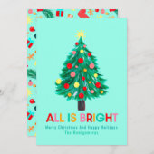 クリスマスツリー「すべて明るい」カスタムカラフル シーズンカード (正面/裏面)