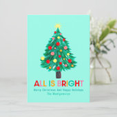 クリスマスツリー「すべて明るい」カスタムカラフル シーズンカード (スタンド正面)