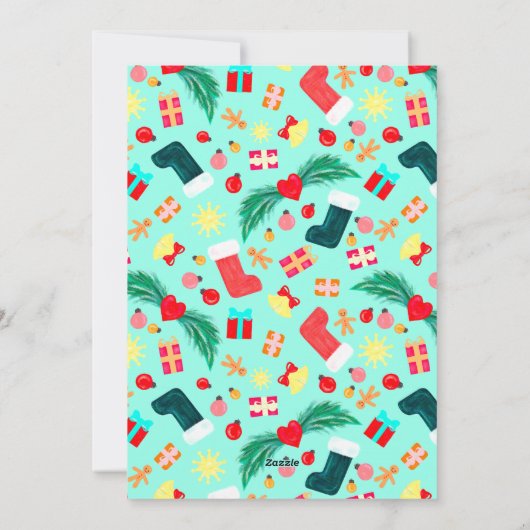 クリスマスツリー「すべて明るい」カスタムカラフル シーズンカード (裏面)