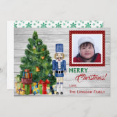 クリスマスツリー・ぬいくぐみ・家族または子供の写真 シーズンカード (正面/裏面)