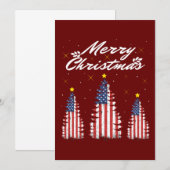 クリスマスツリー アメリカ国旗  招待状 (正面/裏面)