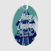 クリスマスツリー アート ブルー メリーイラスト オーナメント (正面)