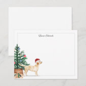 クリスマスツリー イエローラブラドールレトリバー ホリデー ノートカード (正面/裏面)