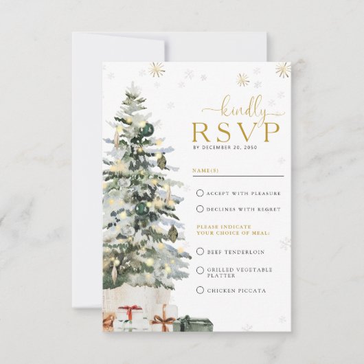 クリスマスツリー ウェディング RSVP カード (正面)