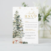 クリスマスツリー ウェディング RSVP カード (スタンド正面)