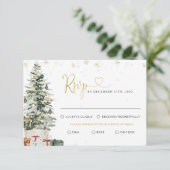 クリスマスツリー ウェディング RSVP カード (スタンド正面)