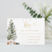 クリスマスツリー ウェディング RSVP カード (スタンド正面)