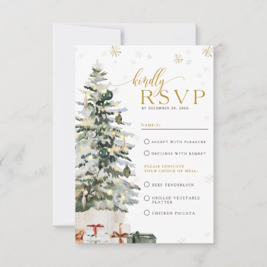 クリスマスツリー ウェディング RSVP カード (正面)