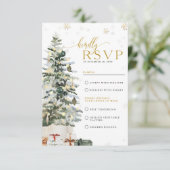 クリスマスツリー ウェディング RSVP カード (スタンド正面)