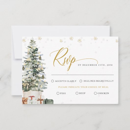 クリスマスツリー ウェディング RSVP カード (正面)