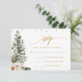 クリスマスツリー ウェディング RSVP カード (スタンド正面)