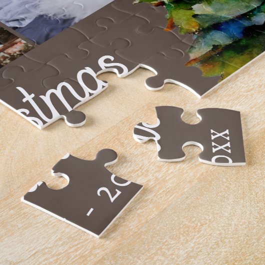 クリスマスツリー・ウォーターカラー・ファミリー 6 フォトコラージュ ジグソーパズル (側面)