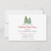 クリスマスツリー・ウォーターカラー ホリデー オープン ハウス 招待状 (正面)