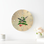 クリスマスツリー，オーナメント，プレゼント，星 ラージ壁時計 (ホーム)