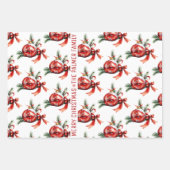 クリスマスツリー、オーナメント、願い、名前の休日 ラッピングペーパーシート (正面3)